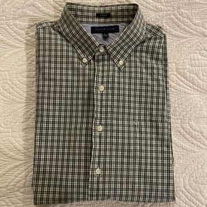 Tommy Hilfiger Mens casual button down shirt green/white plaid